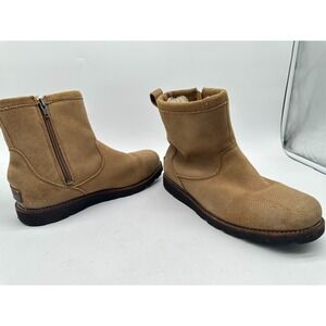 UGG Hendren Waterproof Zip Boots Brown Size 9  Leather And‎ Suede Pure Wool